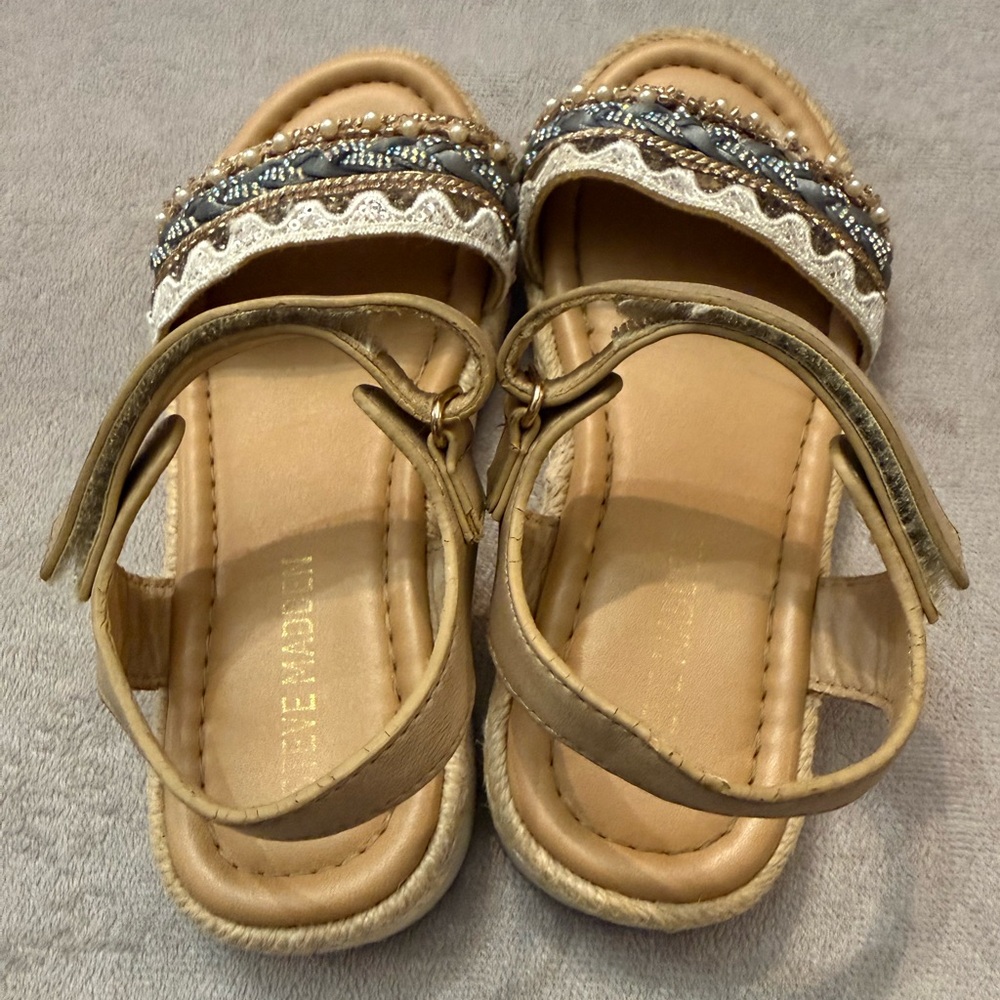 Steve Madden Girls Size 11 Sandals Beaded Braided Strap Ankle Strap Boho - Picture 3 of 7